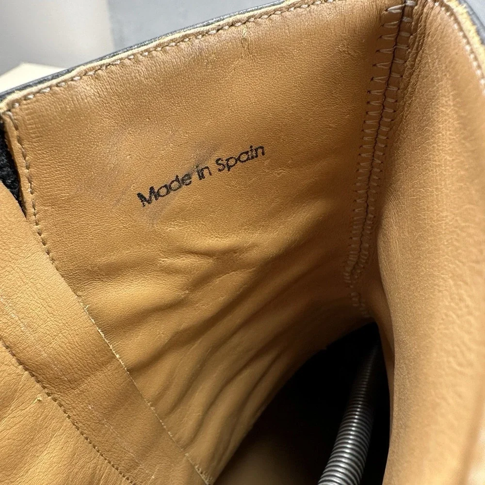 Mens Size 12 (D) Magnanni Chelsea Boots Black Leather Side Zip Handmade Spain